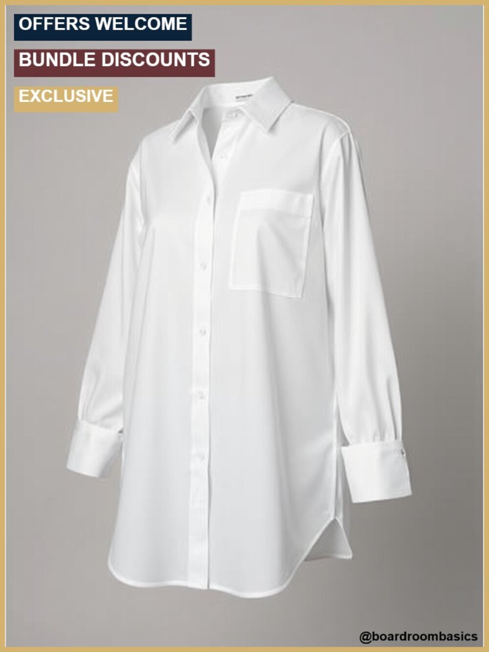 Oversize Collar Button Down Long Sleeve Work Blouse Top